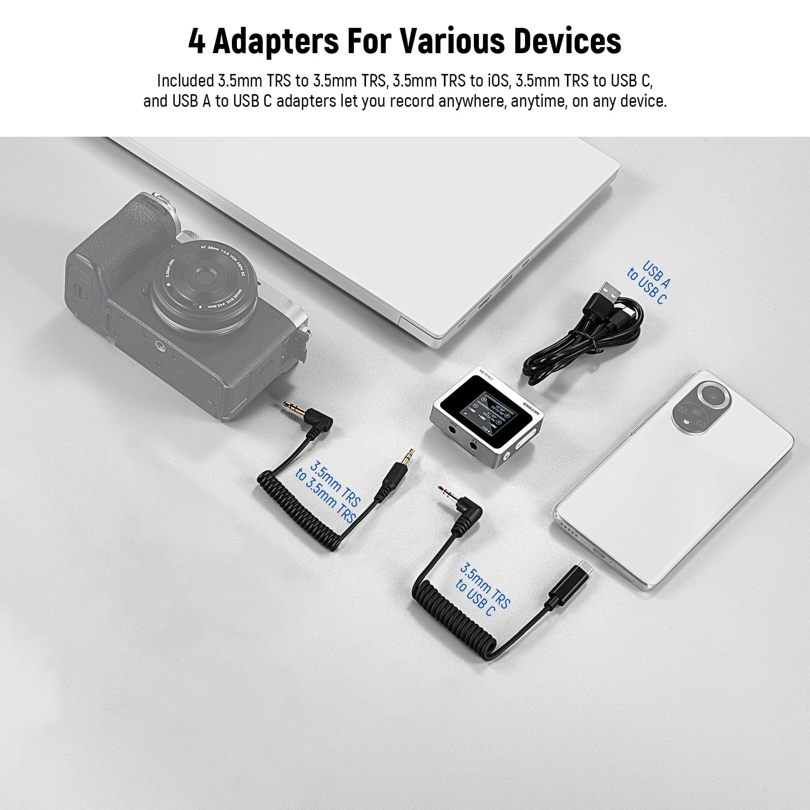 Neewer CM31 Wireless Lavalier Microphone — 8GB Storage, 24H Battery, 14H Recording, 820ft Range, 48kHz/24Bit, Noise Cancelling