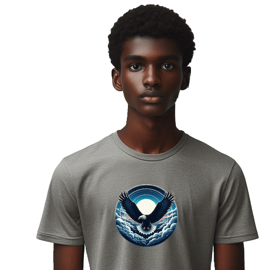 T-shirt cotton, polyester gray with eagle
