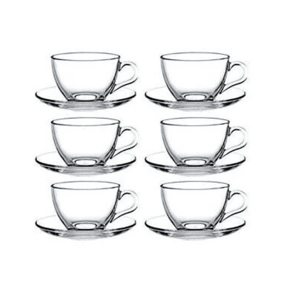 TRANSPARENT GLASS CUP COFFEE TEA CUP WITH SAUCER/12PCS