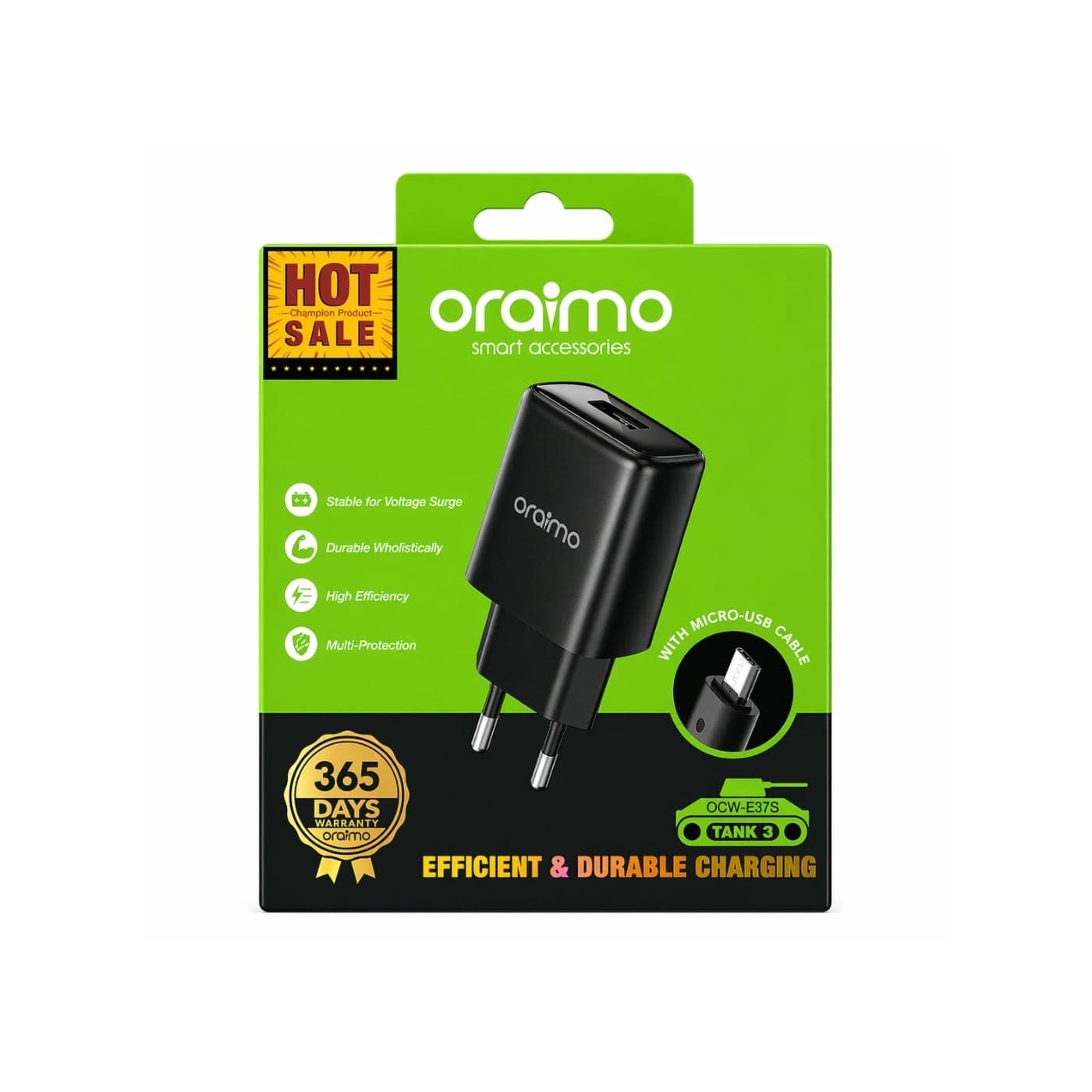 Oraimo – Charger OCW-E37S + Micro USB Cable