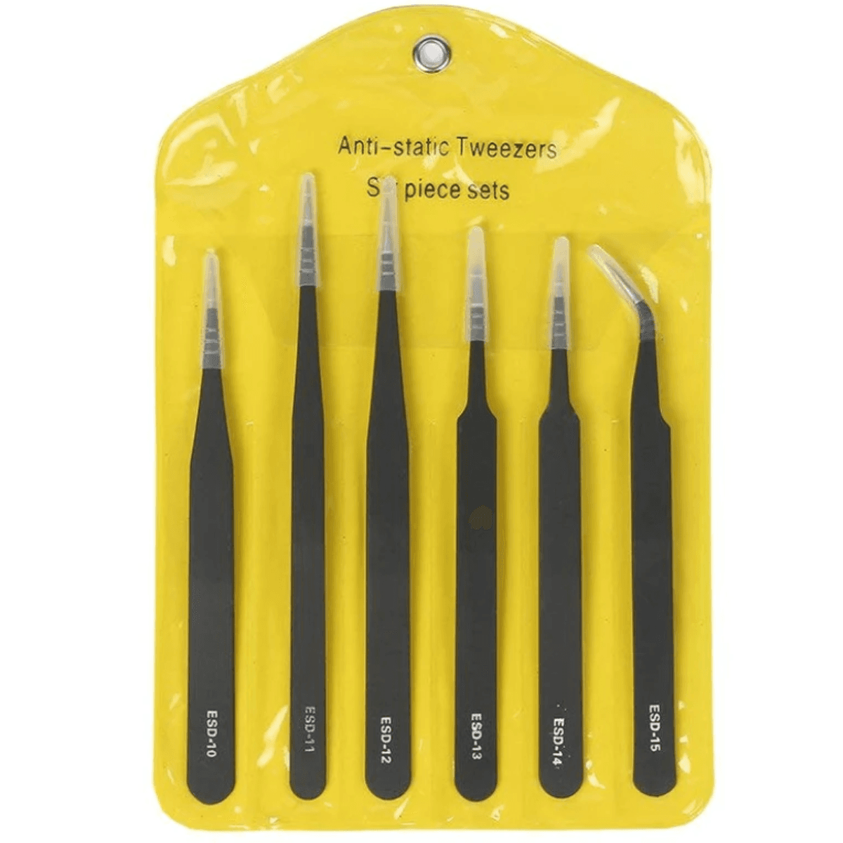 6Pcs ESD-10 Stainless Steel Tweezers Kit