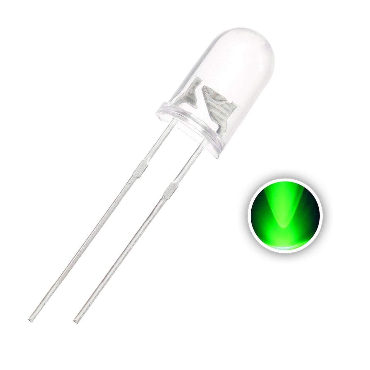 Transparent 5mm Round LED Diode Green