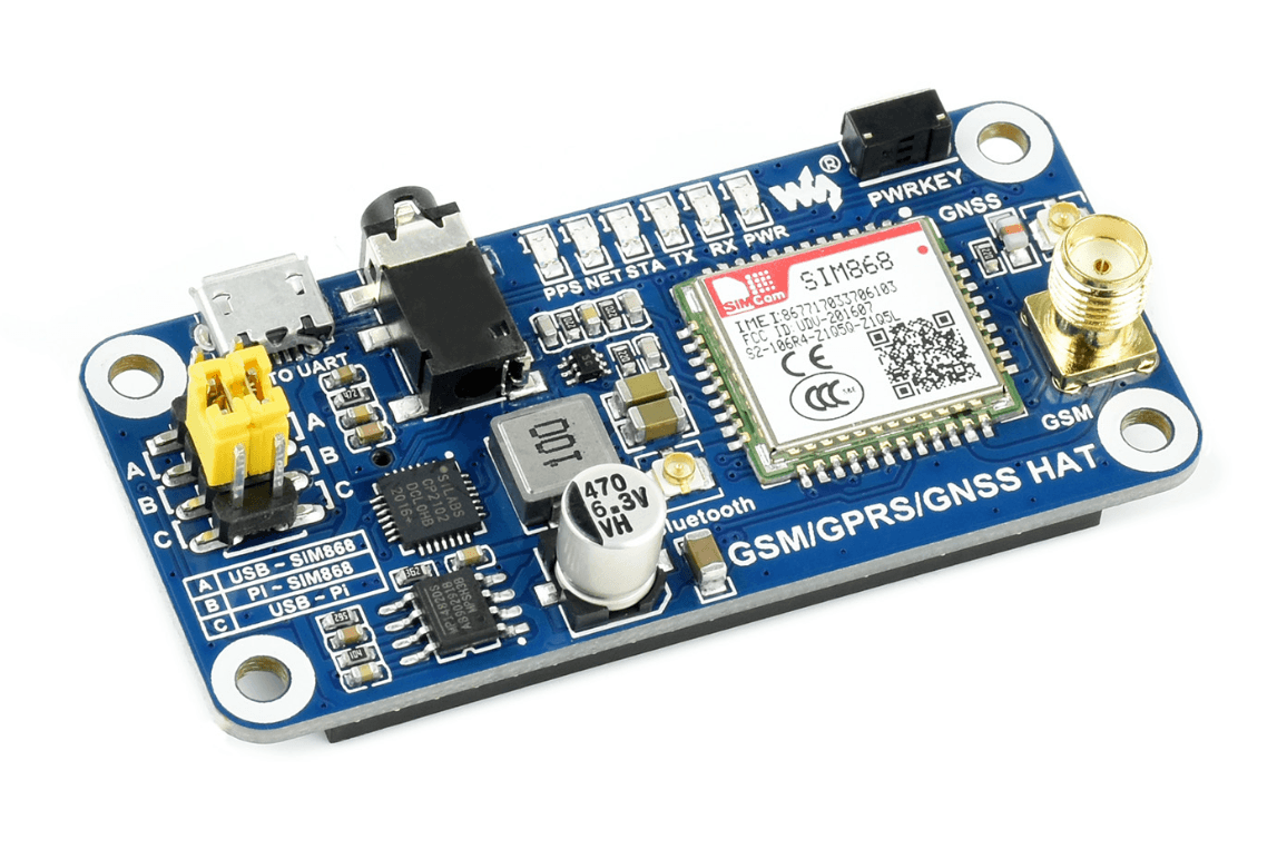 GSM/GPRS/GNSS/Bluetooth HAT for Raspberry Pi