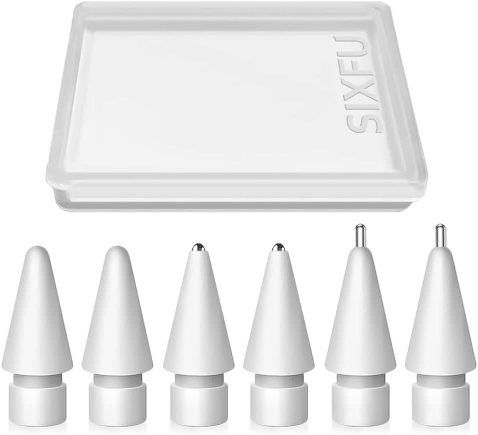 SIXFU Upgraded Replacement Tips for Apple Pencil, Metal Tips Set Precise Control for Apple Pencil USB C/ 2nd/ 1st Gen Apple Pen Nib(6 Pack)
