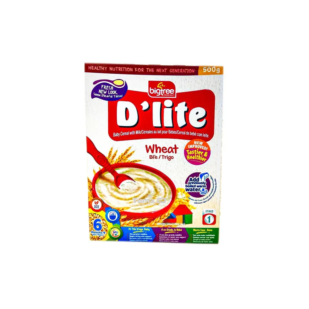 Bigtree D’lite 6+ Months Stage 1 Baby Wheat Cereal with Milk 500g