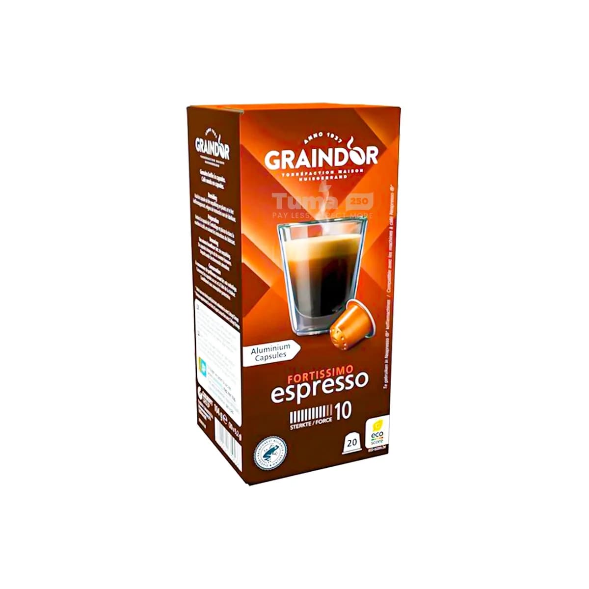 Graindor Fortissimo Espresso Nespresso Capsules 20 Packs x 5.2g (104g)