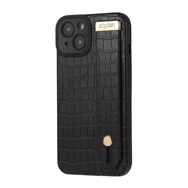 luxury crocodile-patterned leather phone case .