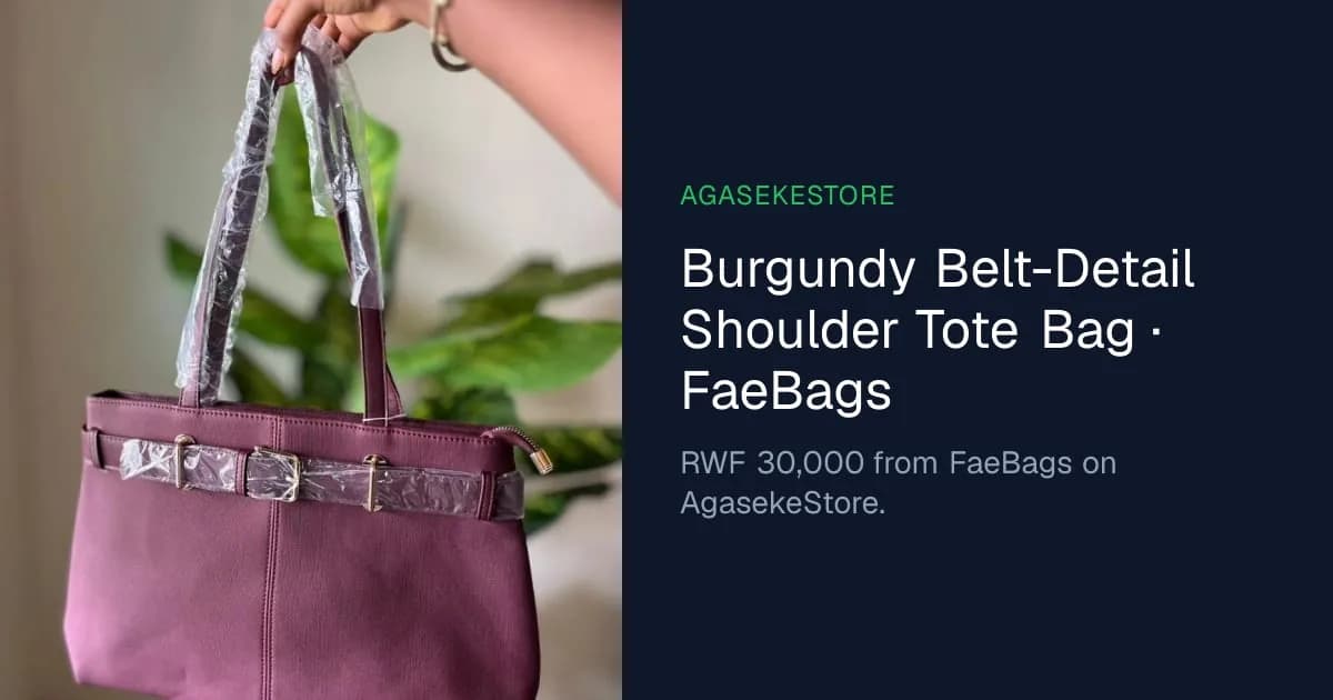 Burgundy Belt-Detail Shoulder Tote Bag