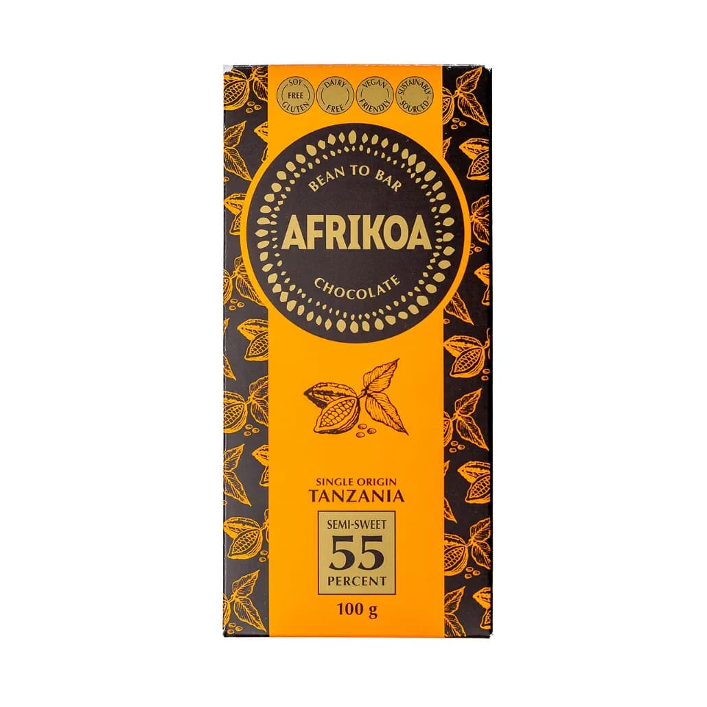 AFRIKOA CHOCOLATE 55% SEMI-SWEET 100G