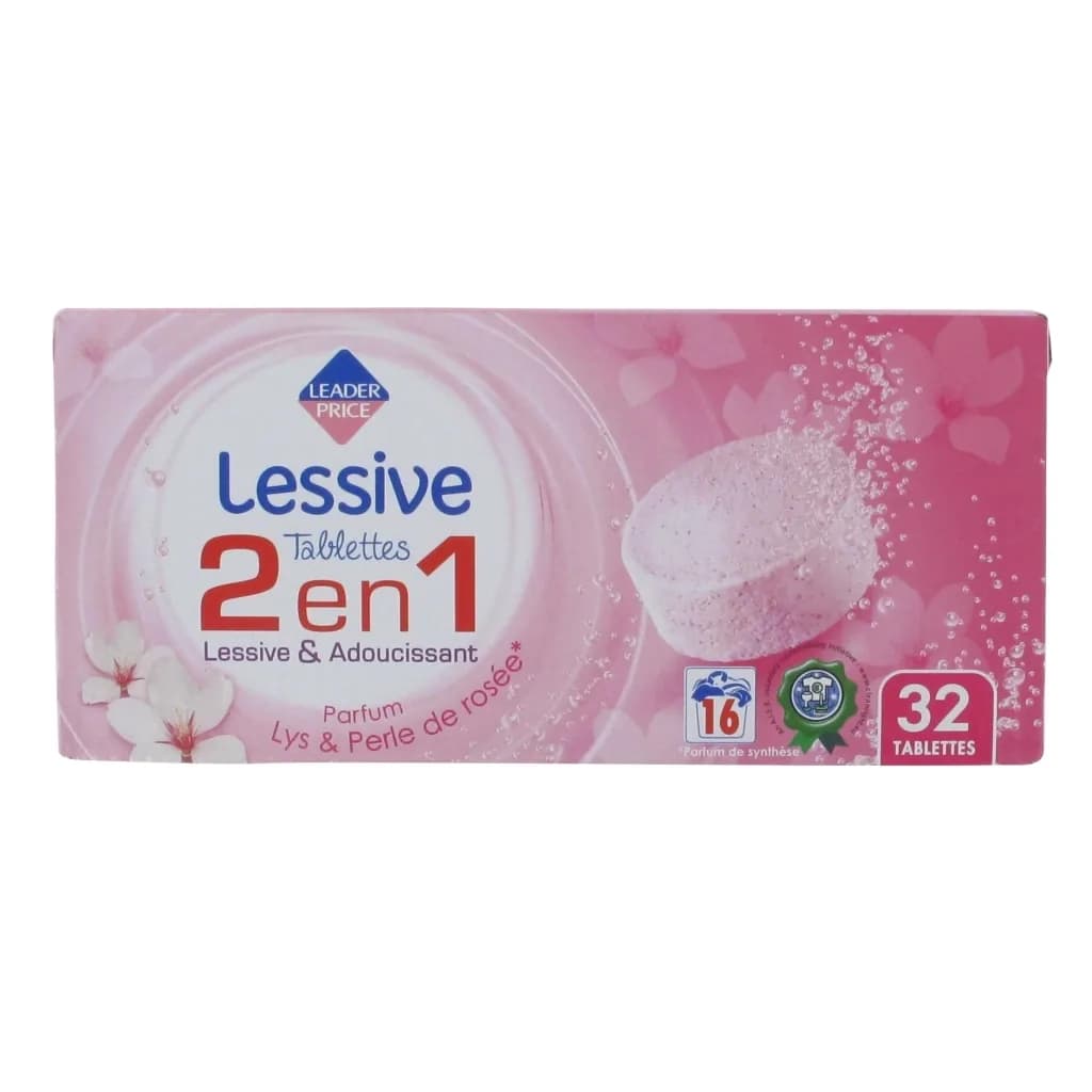 LEADER PRICE LESSIVE 2 IN 1 LESSIVE N ADOUCISSANT 32S