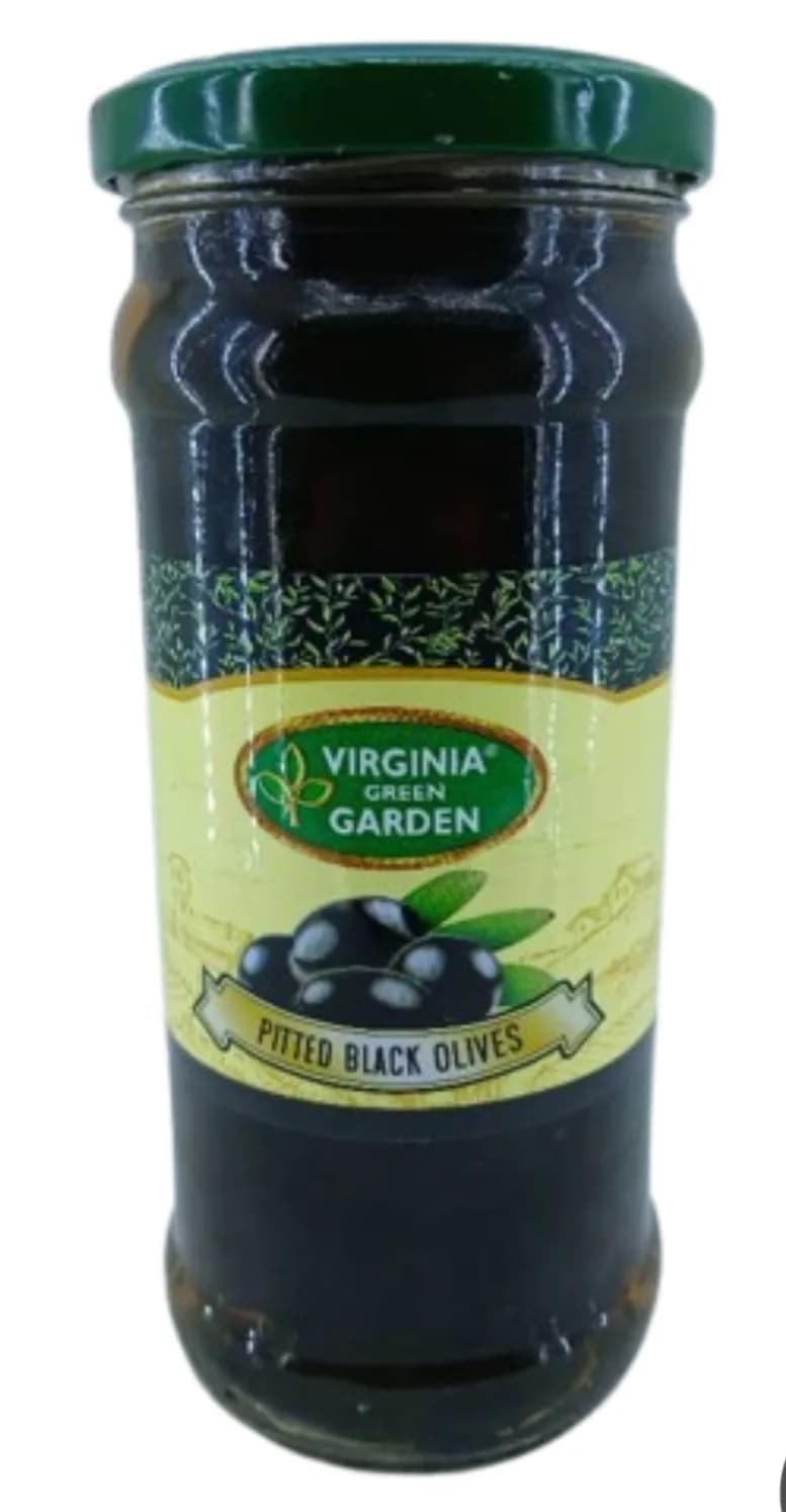 Virginia Green Garden Pitted Black Olives 340g