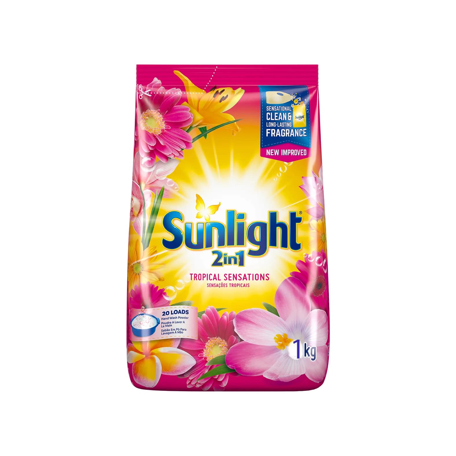 SUNLIGHT 2 IN1 PINK WASHING POWDER SACHET 1KG