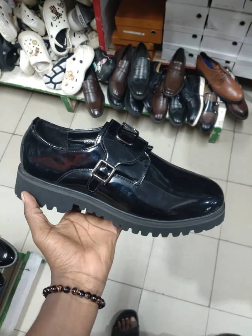 Black Double-Monk Strap Shoes