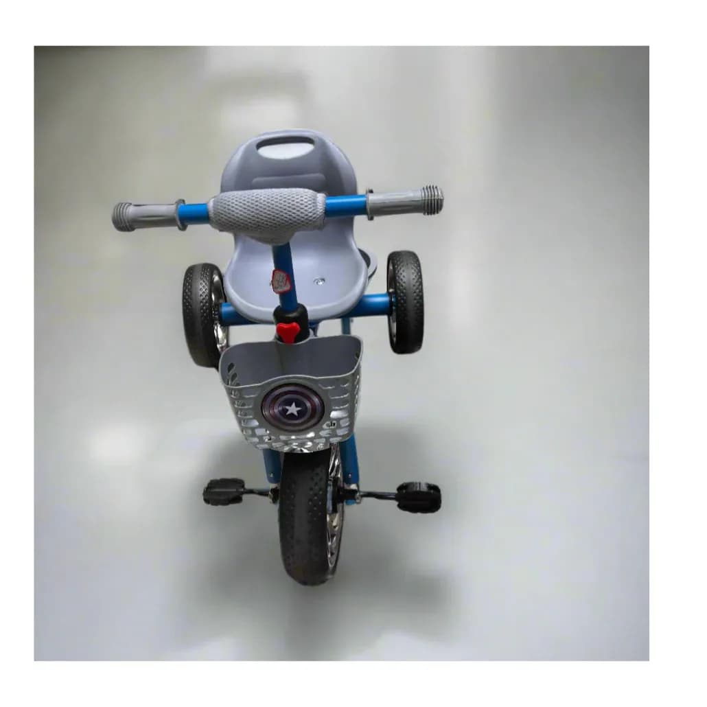 BLUE CAPTAIN AMERICA KIDS TRICYCLE WITH BASKET