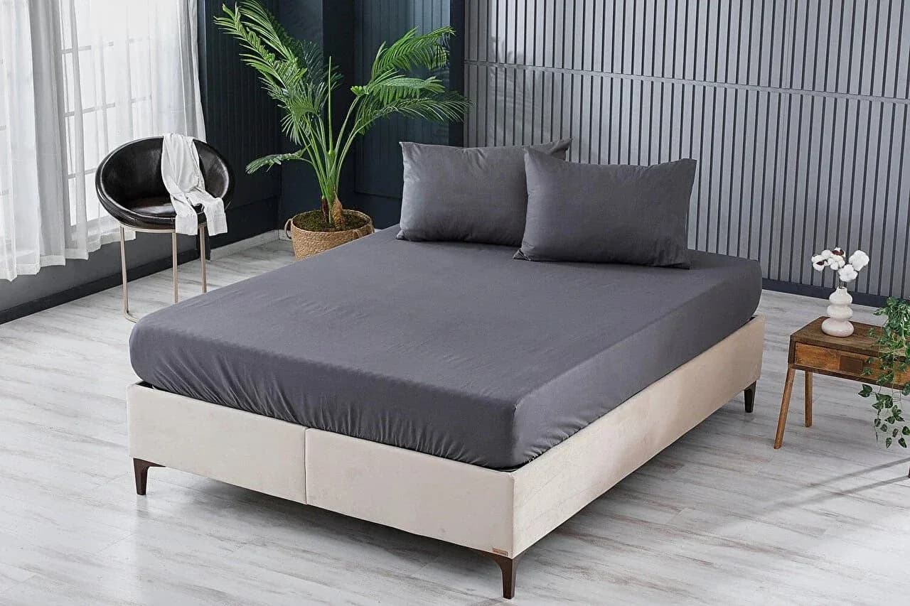 DOQU HOME Colorful Fitted Sheet Double King Size - Anthracite