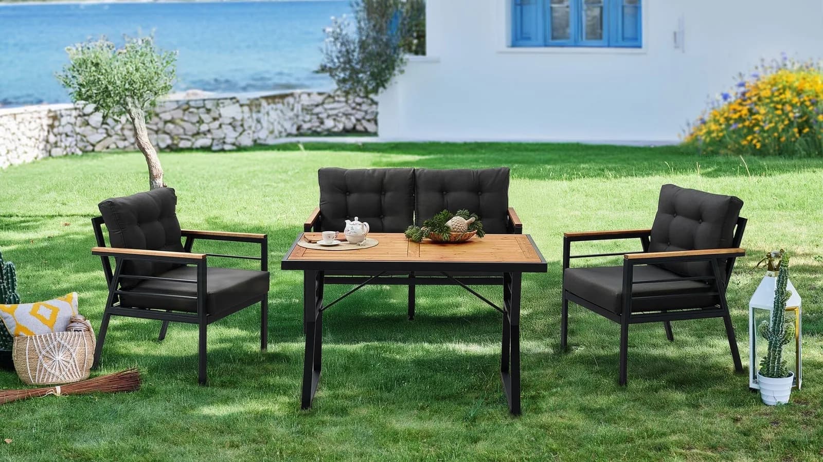 BELLONA COLMAR GARDEN FURNITURE SET (set: 1 Coffee table+seats 4 people in total)