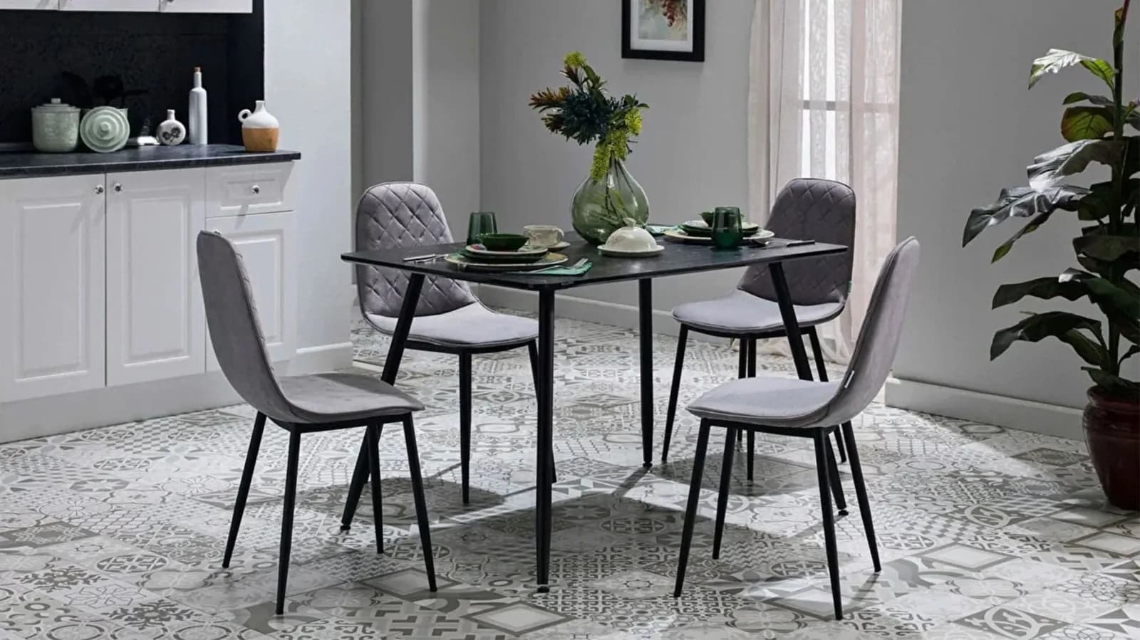 BELLONA ARTE MARBLE KITCHEN TABLE AND 4 CHAIRS
