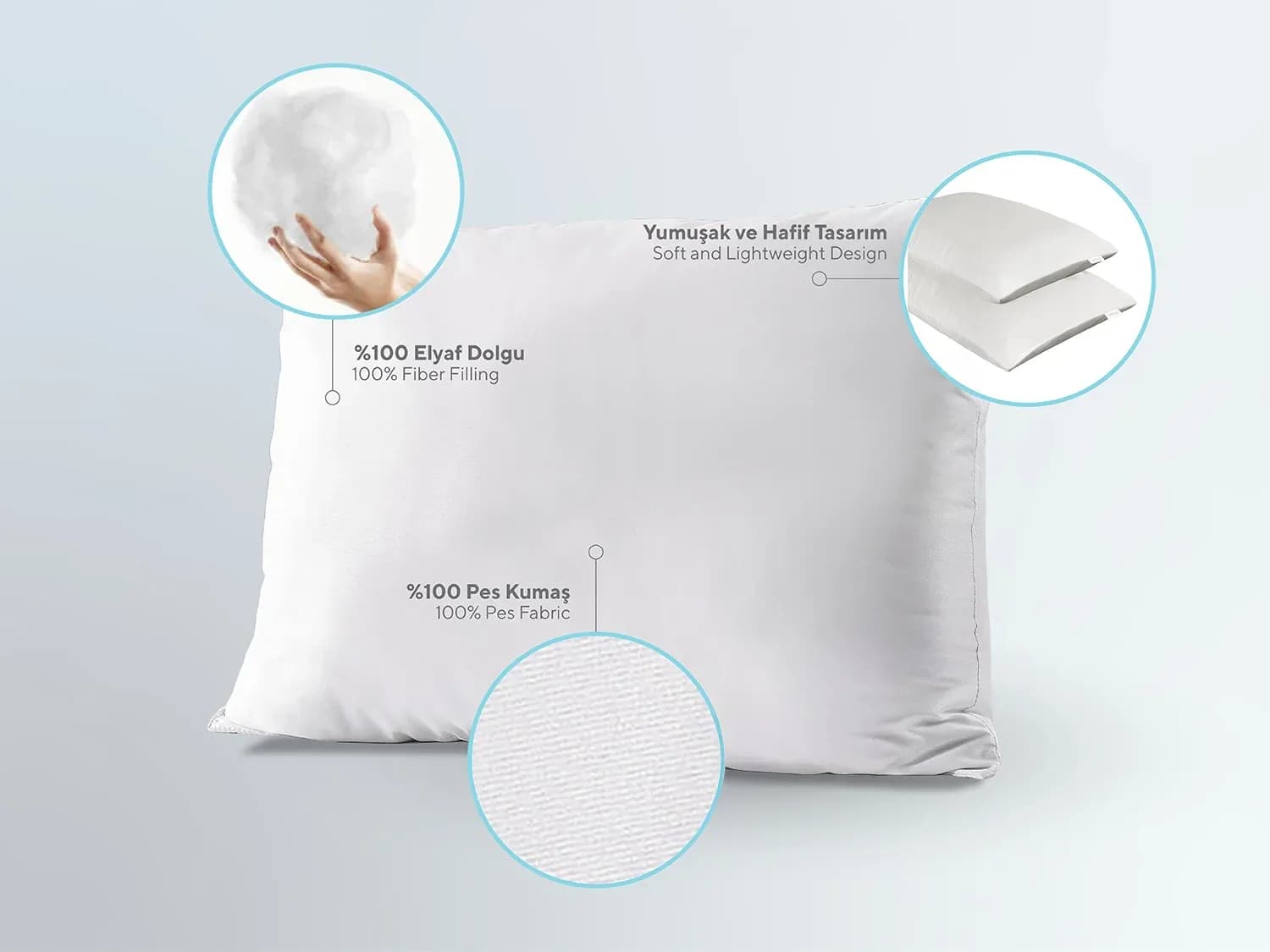 DOQU HOME WHITE LINE MICROFIBER PILLOW 50x70 cm - White