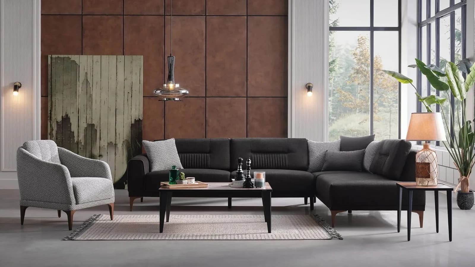 BELLONA SEUL L-SHAPED CORNER SOFA set +berjer THAT CAN BE TURNED INTO A BED