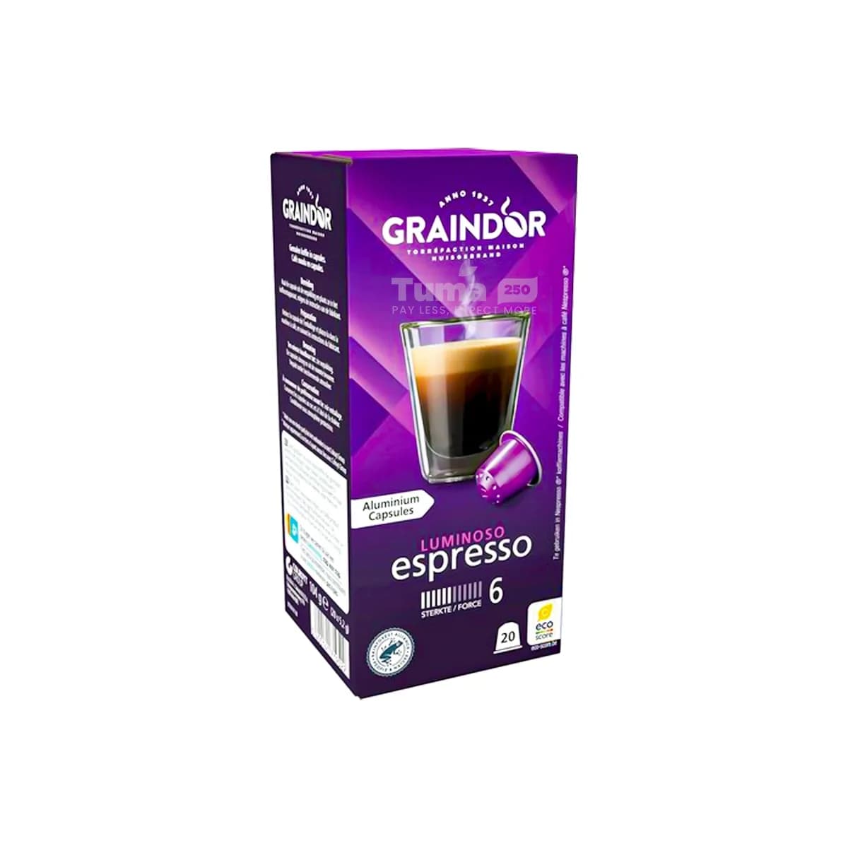 Graindor Luminoso Espresso Nespresso Capsules 20 Packs x 5.2g (104g)