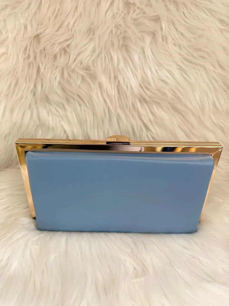Light Blue Frame Clutch Handbag