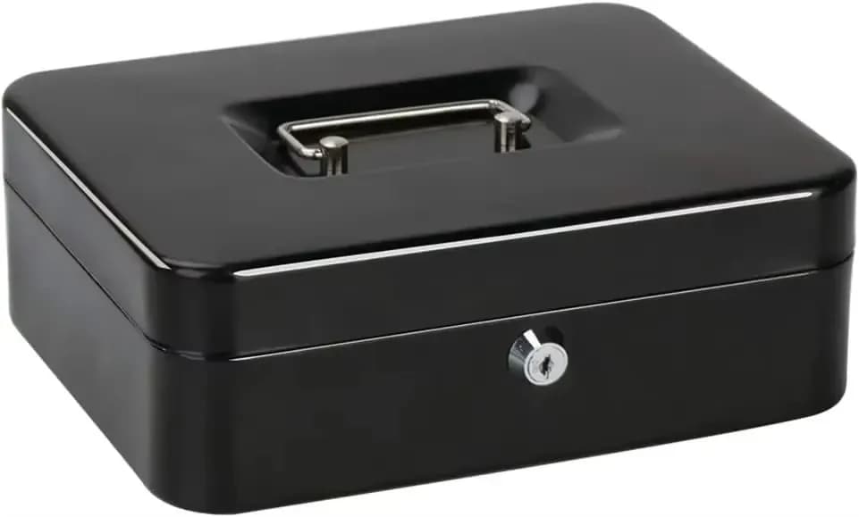 Large Metal Cash Box with Key Lock Secure Money Storage Box with Bill Coin Organizer Best Price