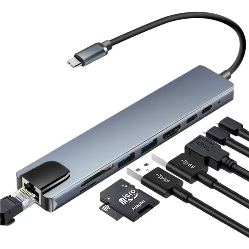 8-in-1 USB C Hub Hdmi Ethernet Sd Card Egura Rw
