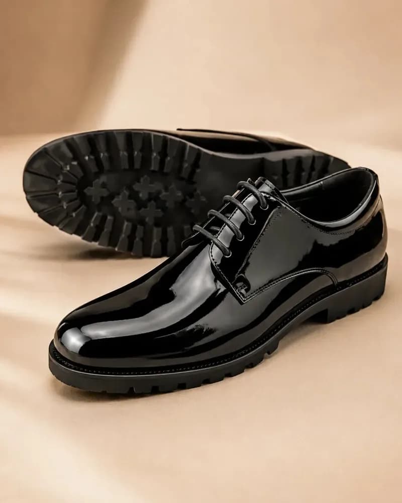 Men's Patent Leather Derby Shoes Lace Up Formal Shoes