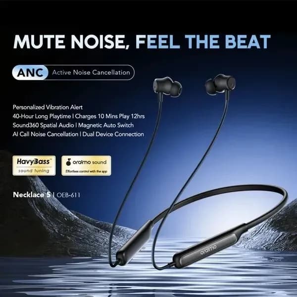 Oraimo OEB 611 Neckband Earphones Bluetooth Black