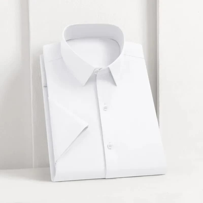 Men's Business Casual Short Sleeve Shirt Solid Color No Iron Summer Top 1 Day Delivery Egura Rw