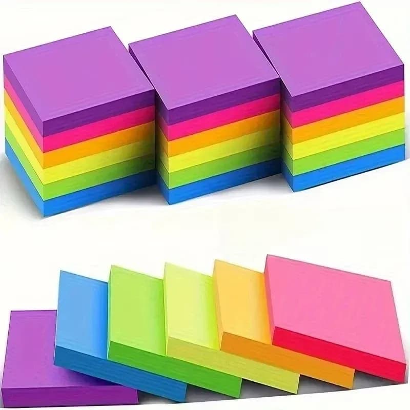 Fluorescent Sticky Notes Bundle 5PCS 5 Colors Reusable Post It Memo Pads for Students Office