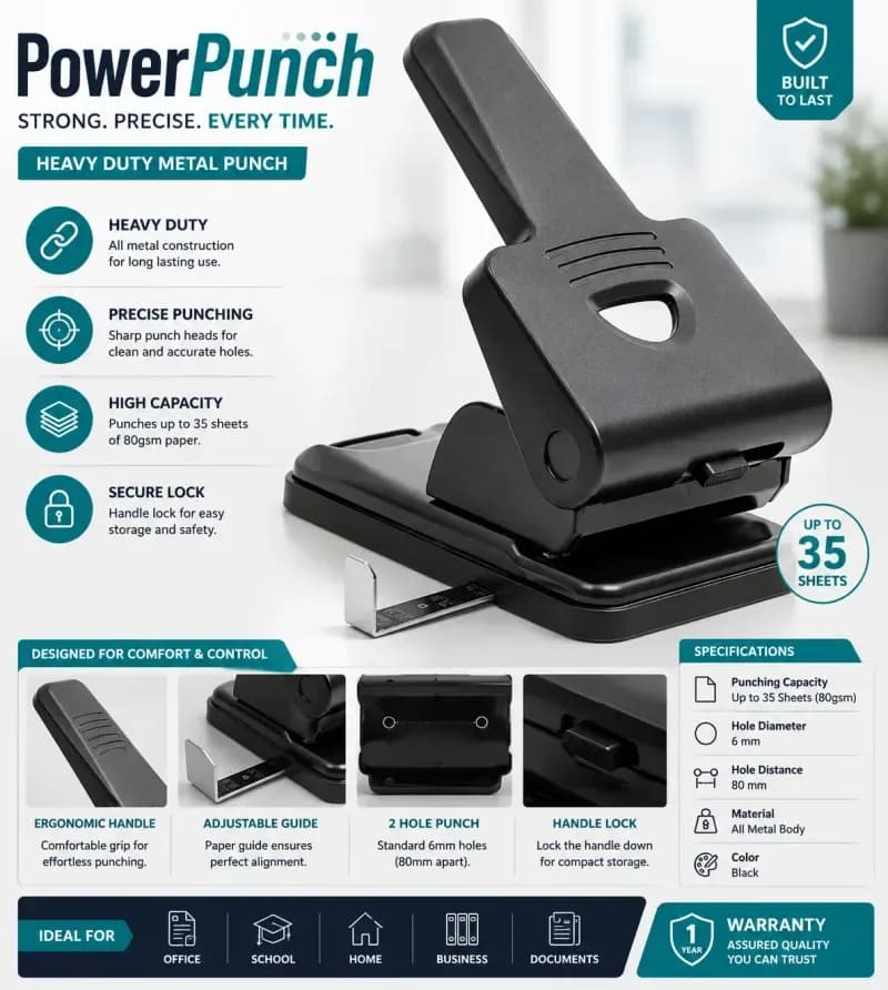 Heavy Duty Hole Punch P 865 Office Paper Punch