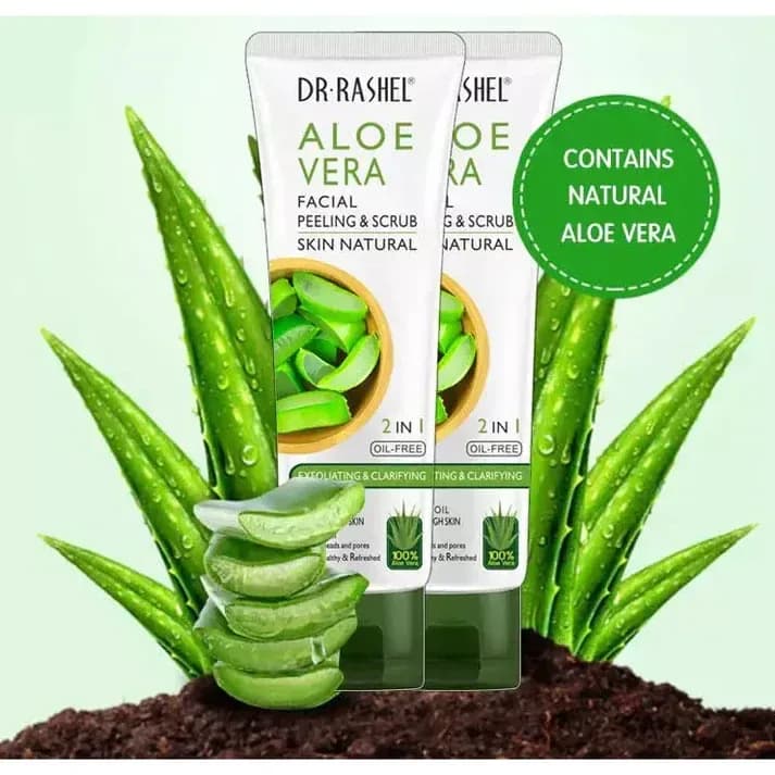 Dr Rashel Aloe Vera Facial Peeling Scrub Skin Natural 2-in-1 Oil Free Exfoliating Clarifying
