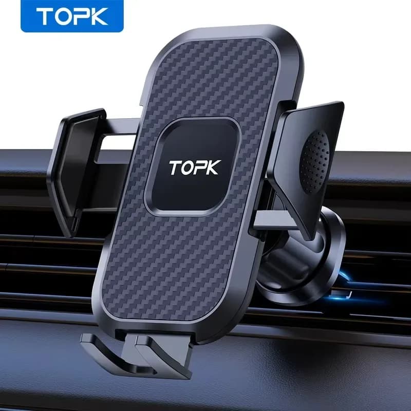 Car Phone Holder Mount Topk Upgrade Auto Locking Universal Phone Stand Holder with Hook Clip for Car Air Vent