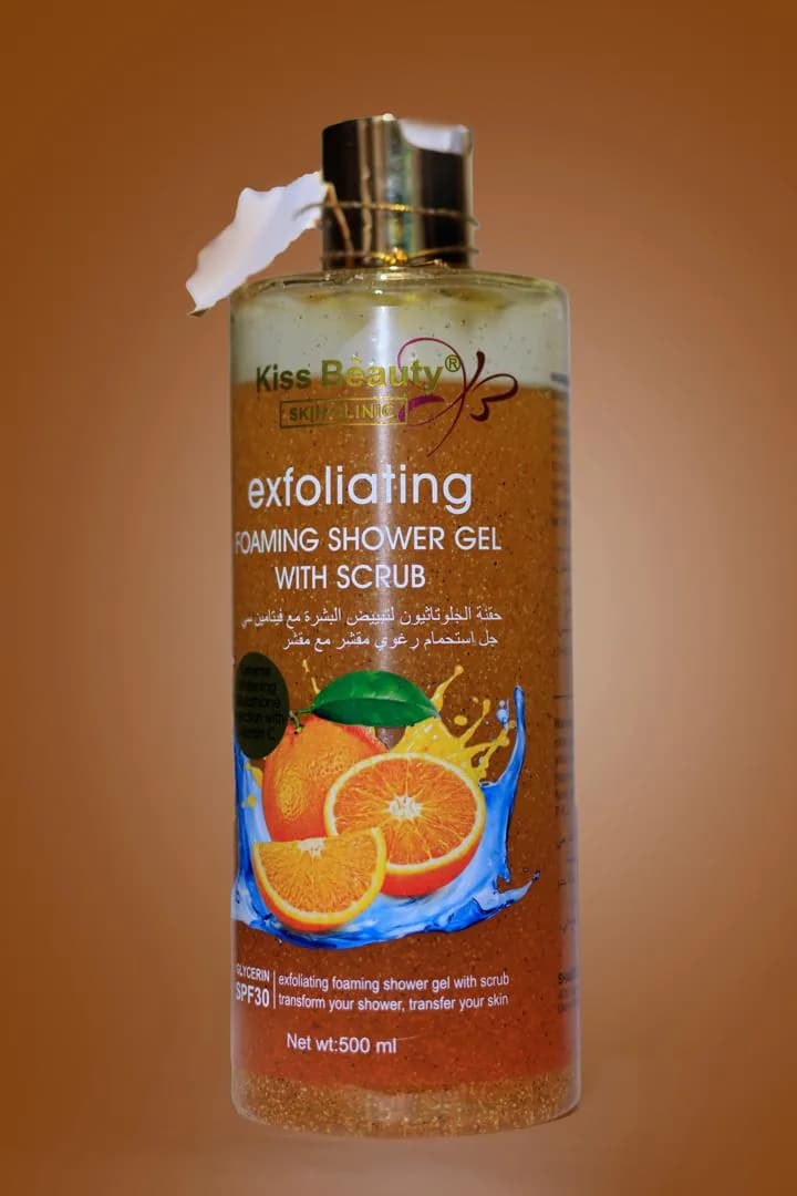 Kiss Beauty Exfoliating Foaming Shower Gel with Scrub (Orange)