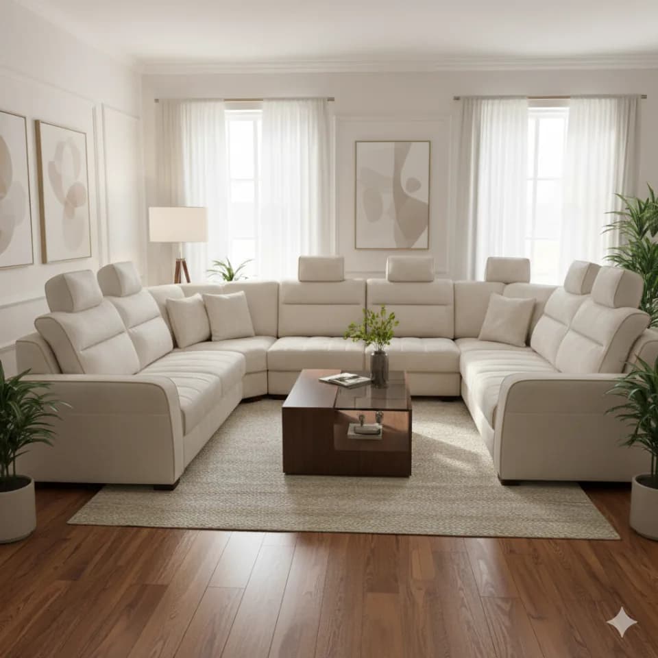 Gisozi Furniture 7-Seater Brown Leather Sectional Sofa