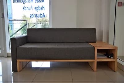 White Eucalyptus and Partly Upholstered Sofa