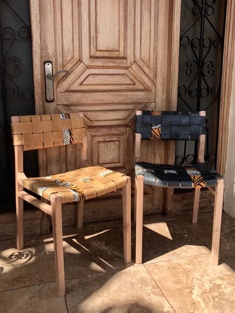 Grevillea, Leather and Kitenge Chair