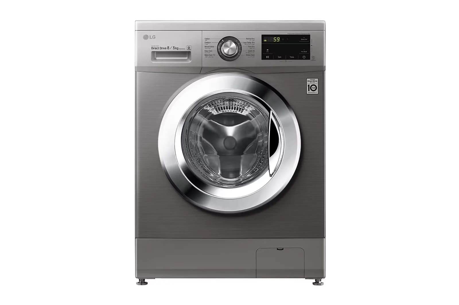 LG 8kg/5kg Front Load Washer Dryer with Inverter DD, Steam, ThinQ Wi-Fi, and Silver Finish (F4J3TMG5P)