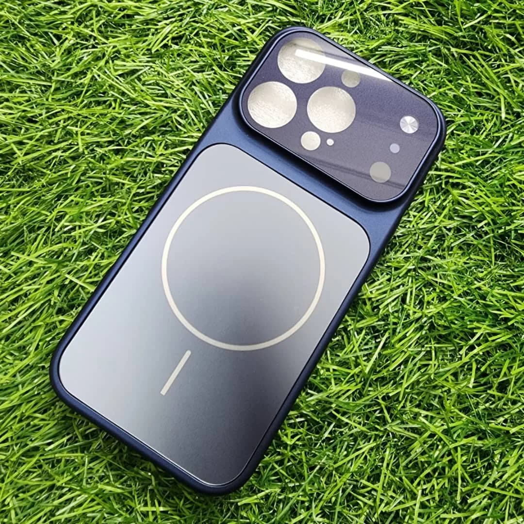 navy blue frosted AG glass converter phone case.