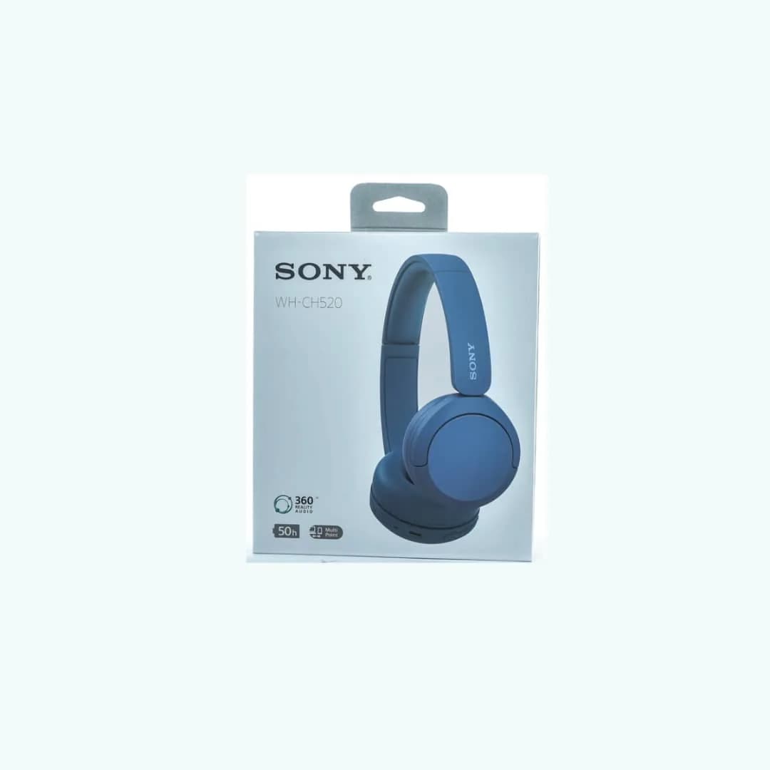 Sony WH-CH520 wireless on-ear headphones in blue.