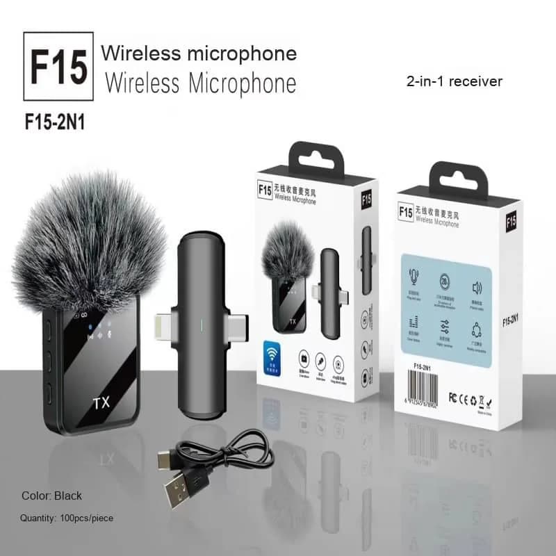 F15-2 Wireless Microphone set featuring two transmitters and a dual -connector recever