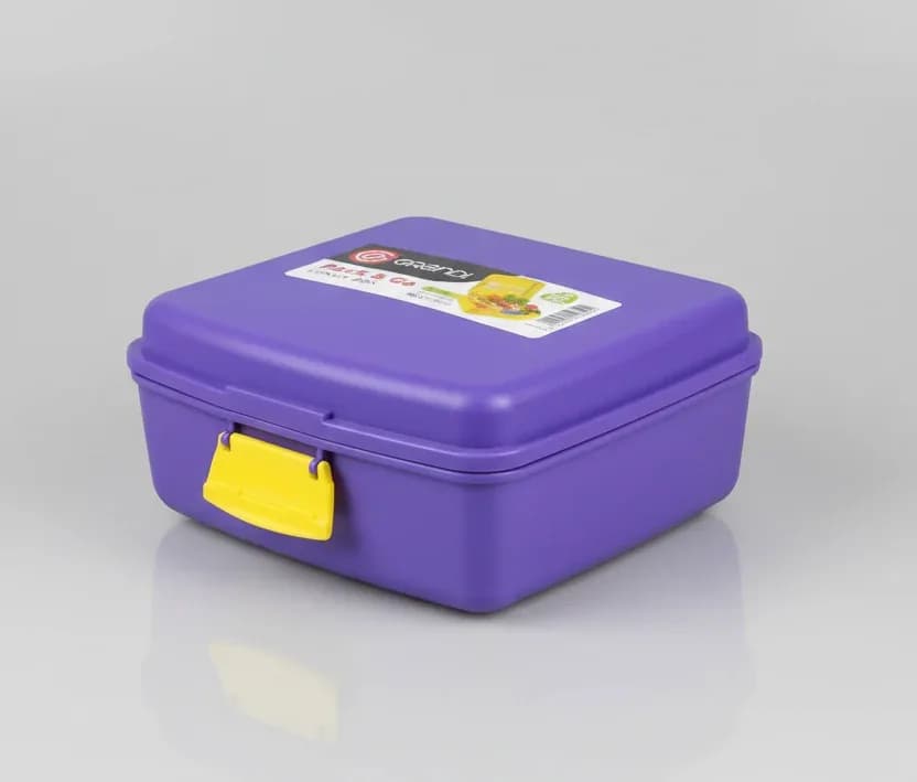 Grandi Pack & Go 2.0L Large Purple Lunch Box – Clip Lock Portable Food Container