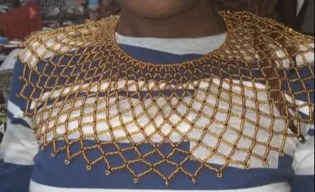 Golden Beaded Net Necklace