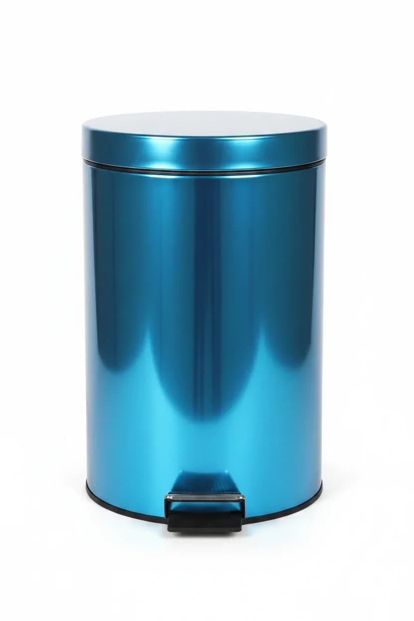 Metallic Blue Stainless Steel Step Pedal Trash Can