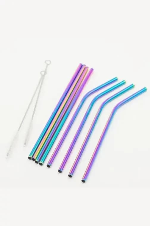 Metal Drinking Straws - Iridescent (8 Pack)