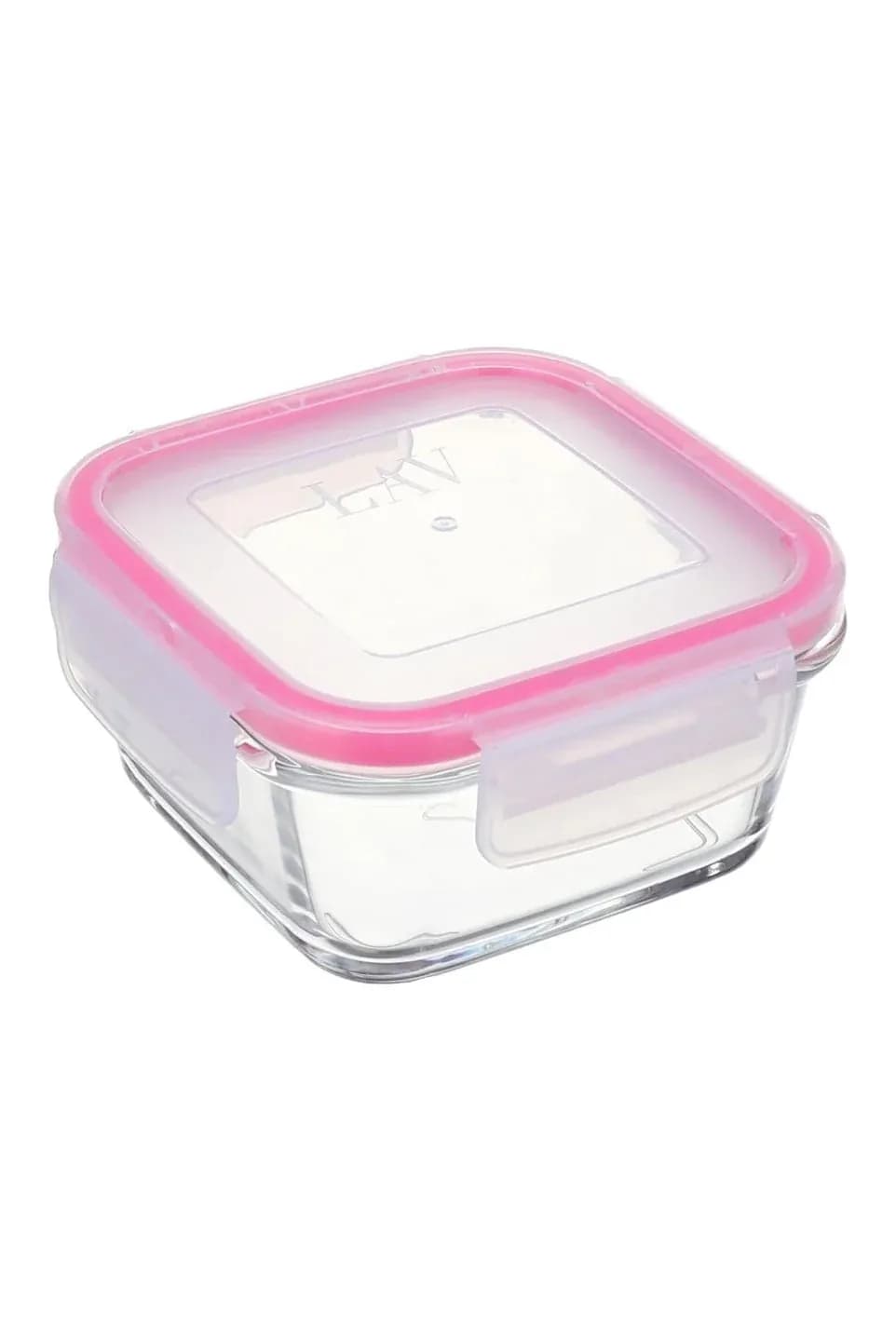 LAV Fresco Glass Food Storage Container – 100% Airtight & Leak-Proof Pink Lid