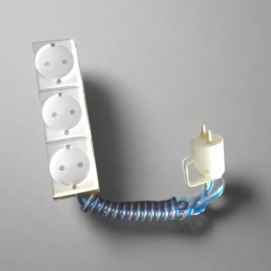 Compact 3-Socket Power Strip with Coiled Cord