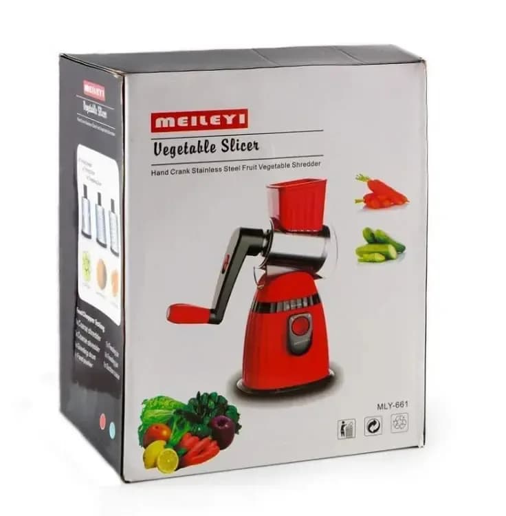 Meileyi Rotary Cheese Grater, 3-in-1 Multi-functional Mandoline Vegetable Shredder, Slicer, 3 Drum Blades in Set