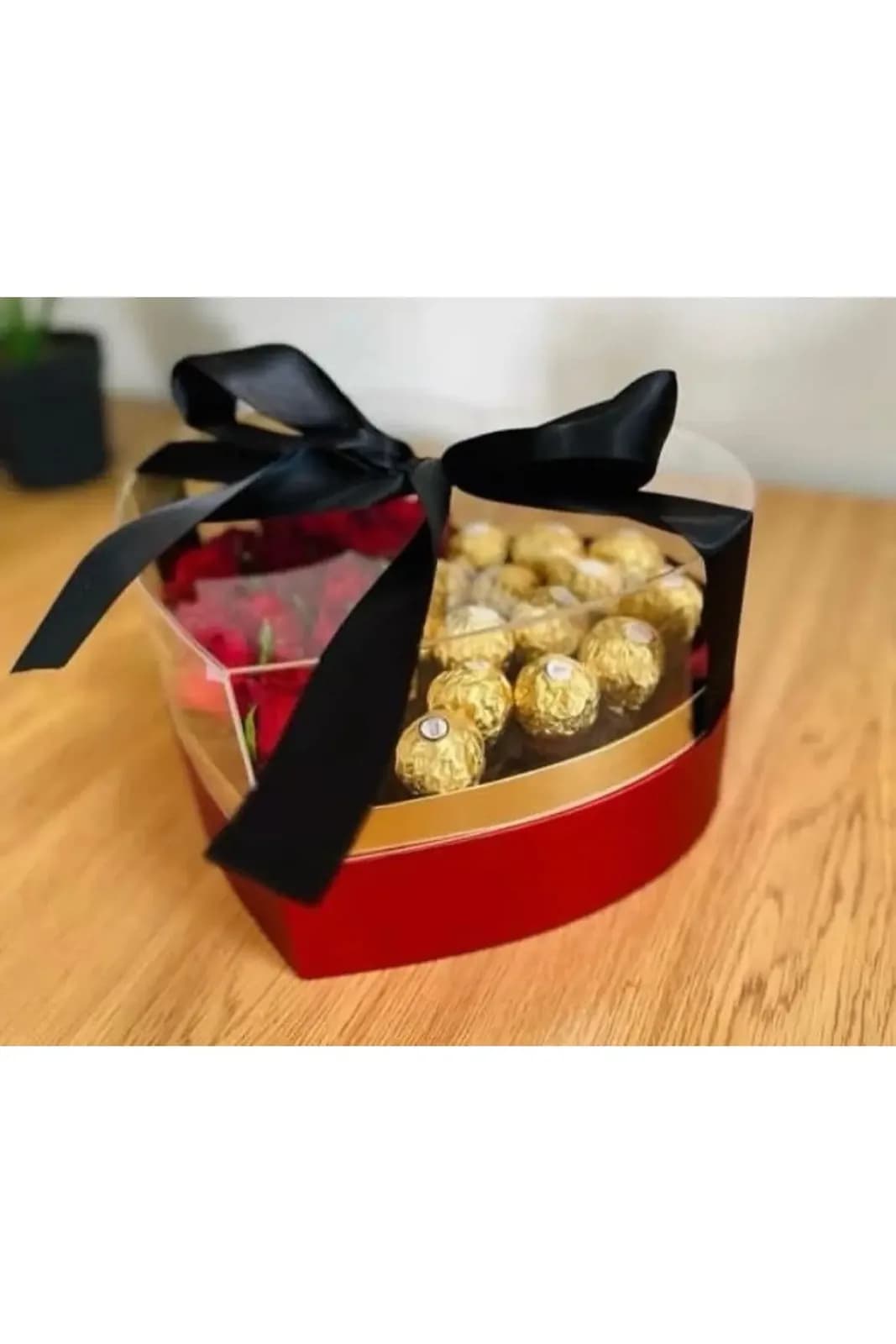 HeartShape Elegance Flowers and Chocolates Gift Box